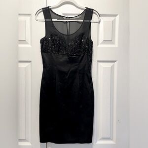 Betsey Johnson Black Silk and Sequins dress sleeveless size 8